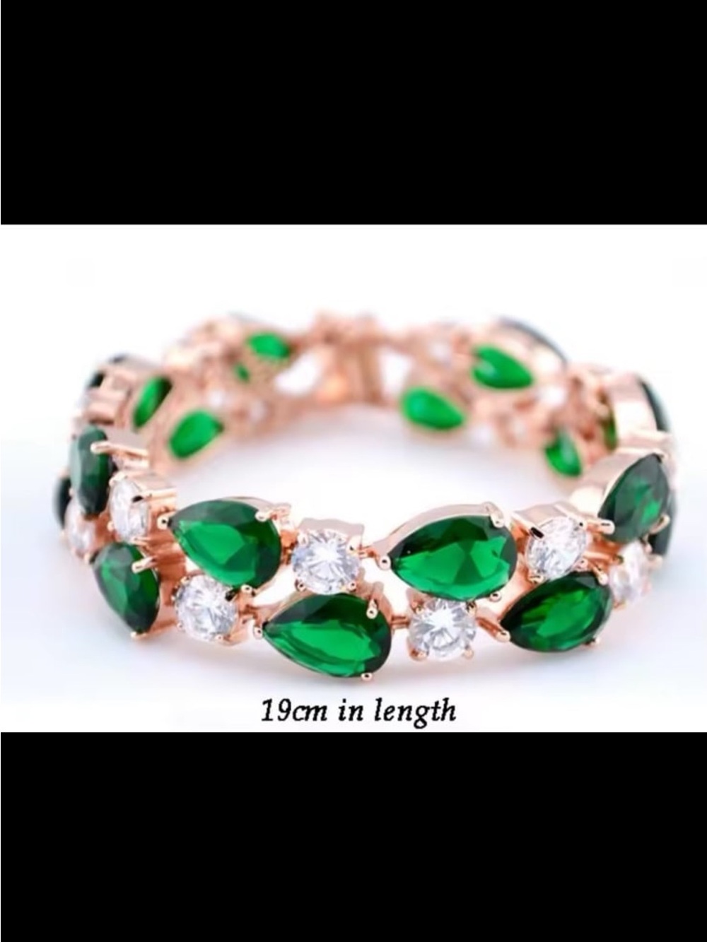 Emerald clear statement tennis bracelet made with tear drop swarovski elements